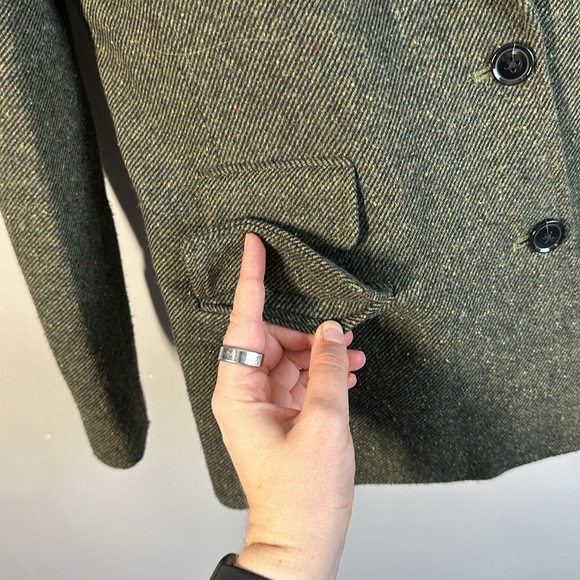 Banana Republic Speckled Olive HackingS Jacket Blazer Size 2P - Picture 5 of 16